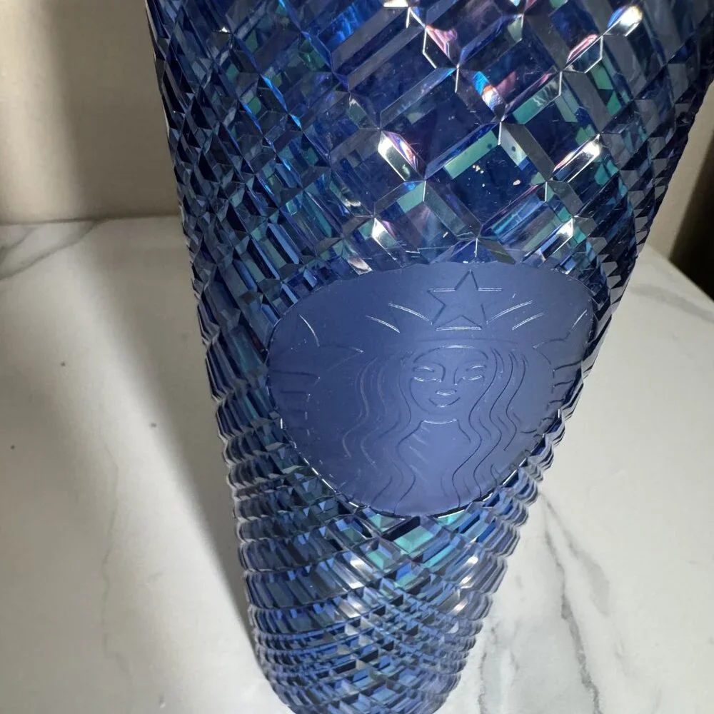 2021 Starbucks Cobalt Grid‎ Cold Cup Straw 20 oz NEW
